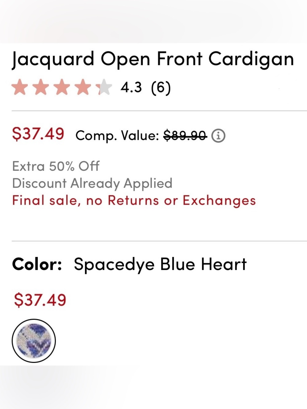 NWT Torrid Jacquard Open Front Cardigan Hearts Pattern - Picture 9 of 9